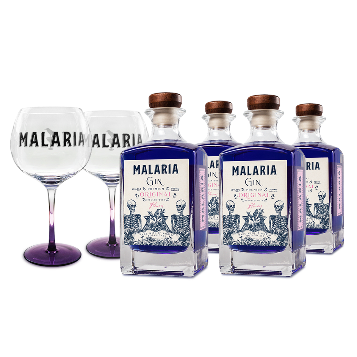 2 COPONES REGALO + Malaria Gin Original x 4 botellas