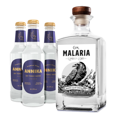 Botella Malaria London Dry + 3 tónicas Annika